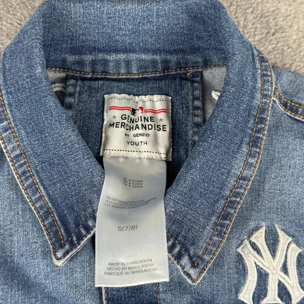 NY Yankees MLB Genuine Merch Youth Small 7/8‎ Denim Jacket Blue